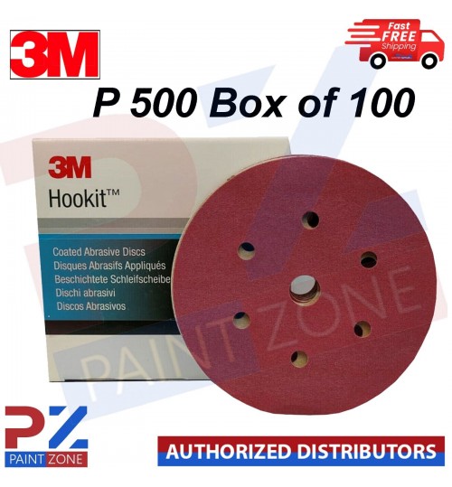 3M Hookit Red Disc Hook&loop 7 Hole 150mm [P500, P180, P60]